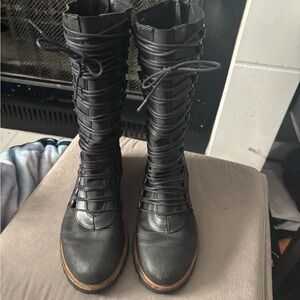 Black Lace-Up Women's Boots
